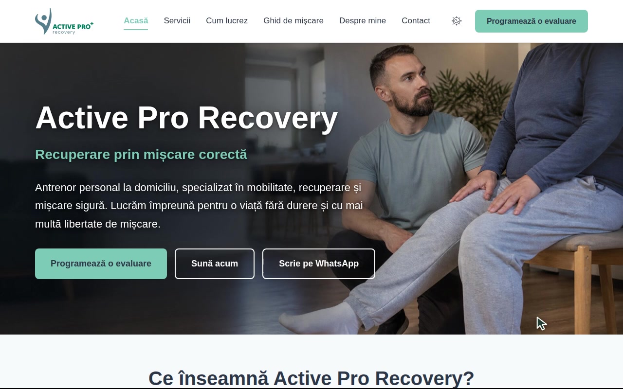 Active Pro Recovery: prezentarea serviciilor de mișcare la domiciliu