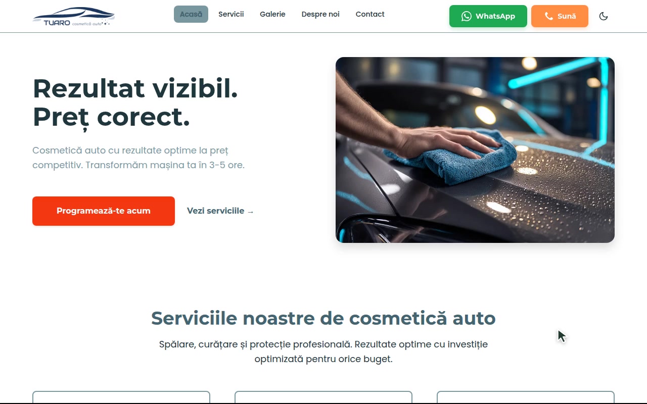 Tuaro: servicii de cosmetică auto și galerie înainte și după